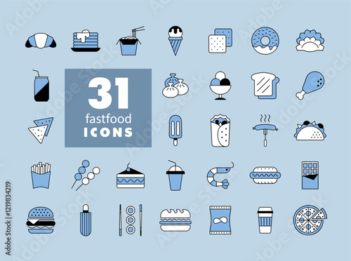 Fastfood, Food court vector isolated icon
