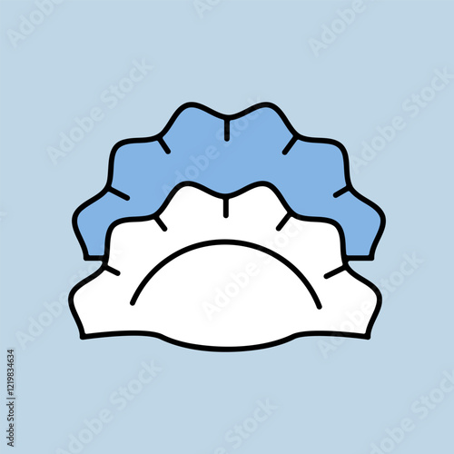 Two dumplings, potstickers or jiaozi vector icon