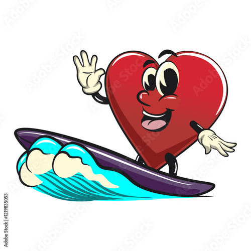 Photography Cute heart vektor illustration mascot character surfing riding the waves, work o