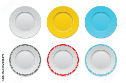 Set Illustration of Colorful Plastic Plates or bowl isolated  
