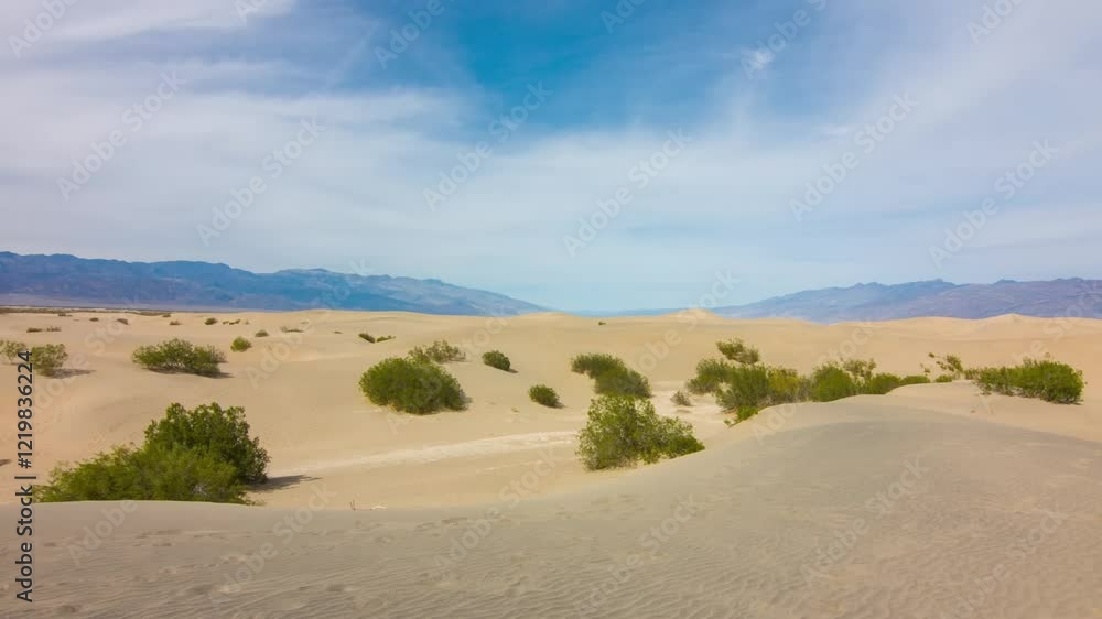 Capture the stunning aerial view over Mesquite Flat Sand Dunes, showcasing the sweeping landscapes of Death Valley National Park from above. Capture the stunning aerial view over Mesquite Flat Sand Dunes, showcasing the sweeping landscapes of Death Valley National Park from above.