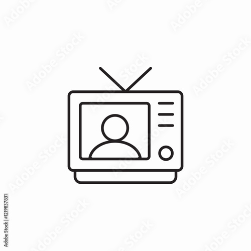 vintage television icon sign vector