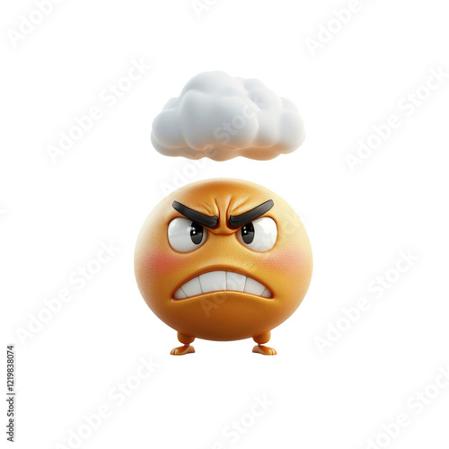 Wallpaper Mural 3D Render of an Angry Emoji with a Cloud Over Its Head Torontodigital.ca