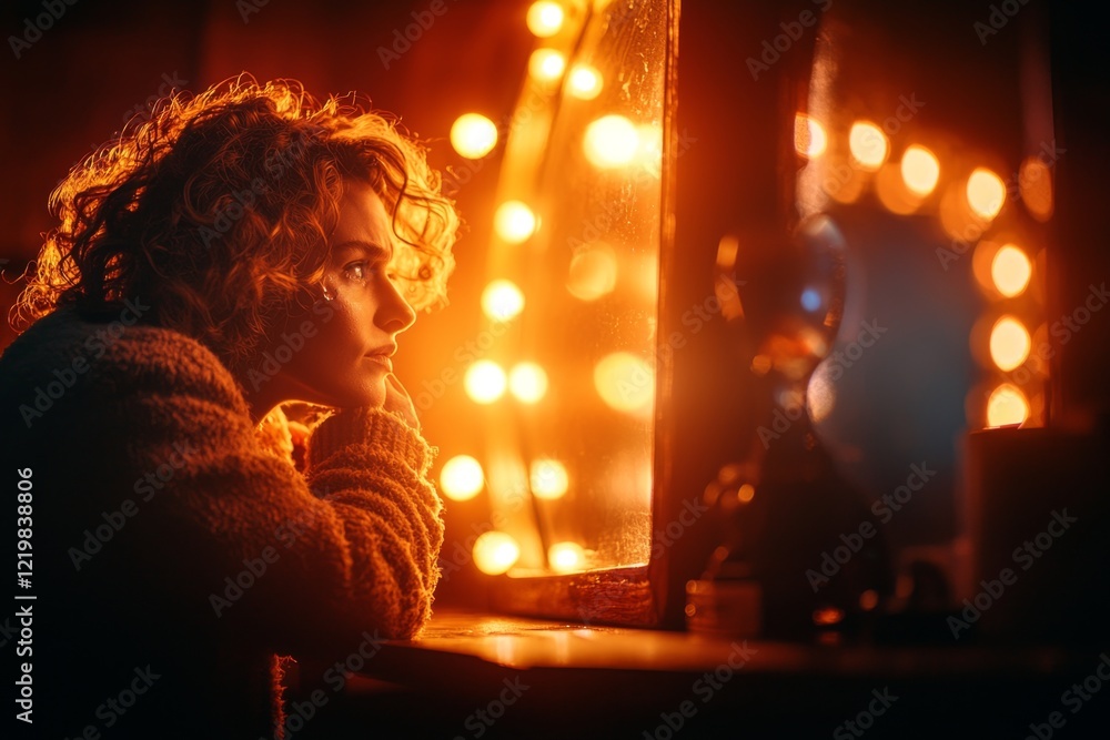 A person standing in front of a mirror, their reflection showing a mixture of shame and contemplation as they wipe a tear away A person standing in front of a mirror, their reflection showing a mixture of shame and contemplation as they wipe a tear away