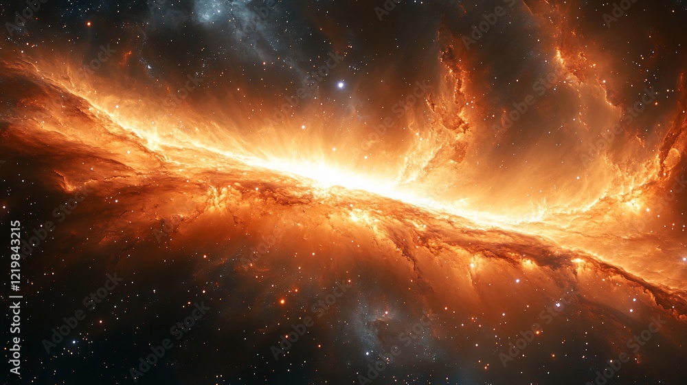 Vibrant depiction of a glowing stellar nursery Vibrant depiction of a glowing stellar nursery