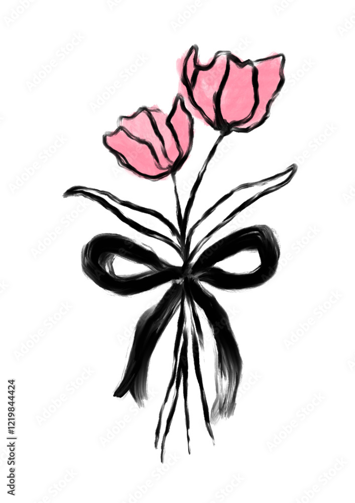 Obraz premium red rose flower illustration fit for stickers decoration for valentine dinner lunch invitation or just gothic theme