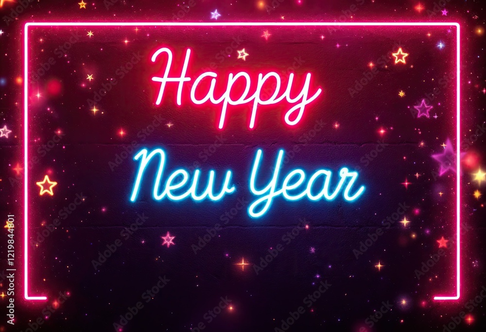 happy new year with neon light happy new year with neon light