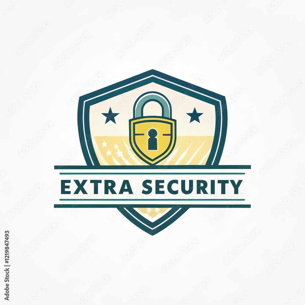 Fototapeta premium Shield Logo Extra Security Badge with Padlock Graphic, Security, Protection Security, Branding