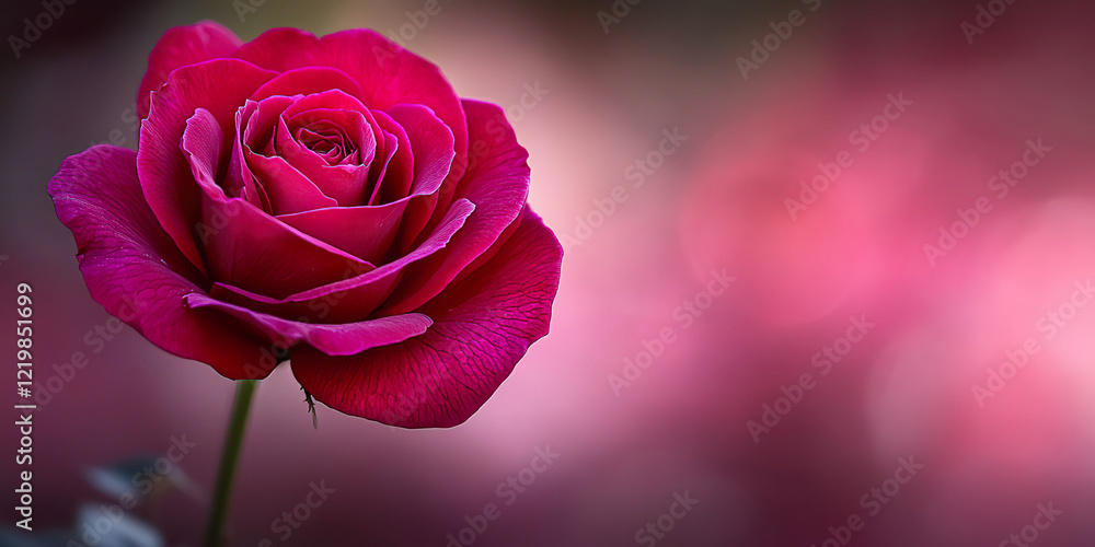 Fototapeta premium Pink rose on a blurred background with warm tones, highlighting its texture and delicacy. Generated with AI.
