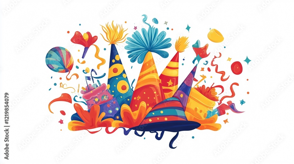 Fototapeta premium Joyful Birthday Celebration Hat Design Wide Angle