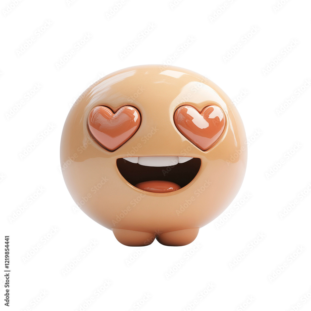 Fototapeta premium 3D Render of a Cute Emoji with Hearts in its Eyes, Expressing Love and Happiness