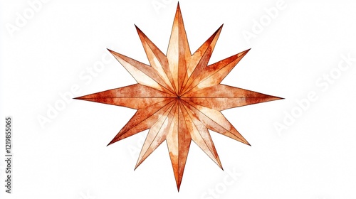 Elegant Moravian Star Watercolor Illustration in Brown