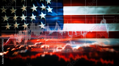 Stock Market Chart with the United States Flag