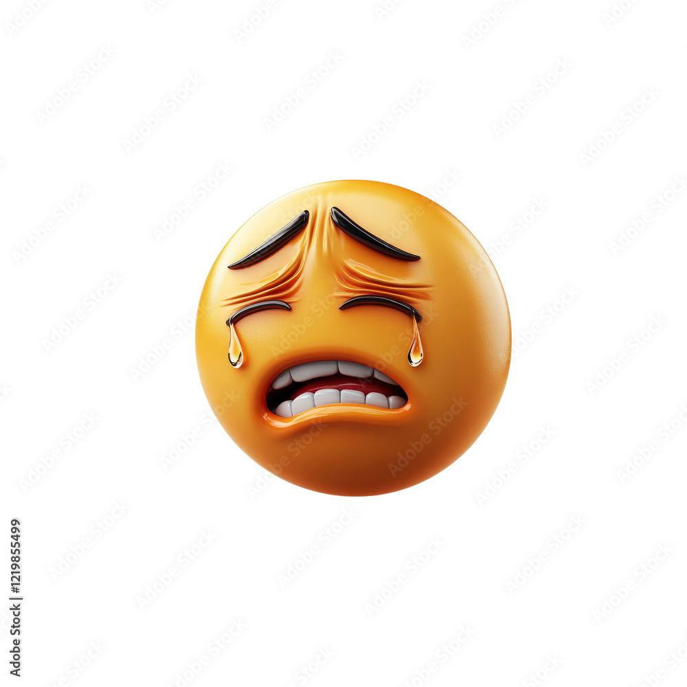 Fototapeta premium 3D Render of a Crying Emoji, Sad Face Expression, Emotional Icon