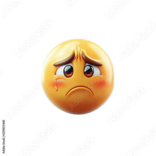 3D Render of a Sad Crying Emoji with Blushing Cheeks