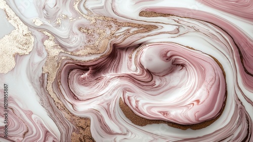 Abstract Pink and Gold Marb...