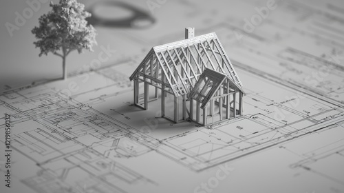 Architectural Model on Blue...