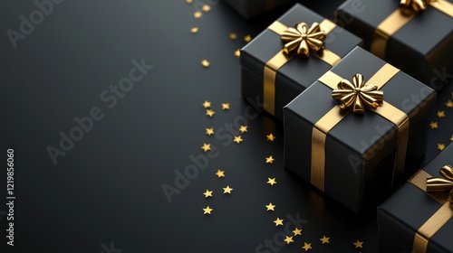 Black Gold Gift Boxes 3D Re...