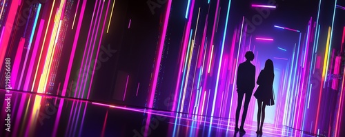 Neon Cityscape Silhouette C...