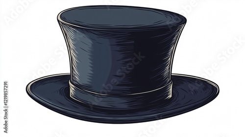 Elegant Top Hat Fantasy Line Fill Style Vector Illustration