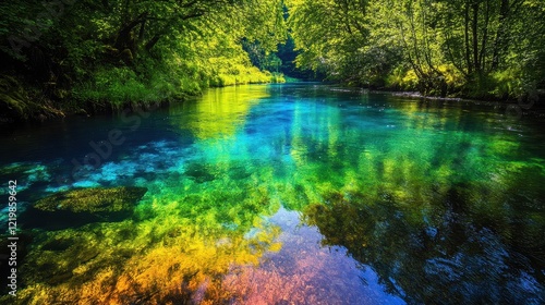 Beautiful multi-colored river top view, beautiful background.
