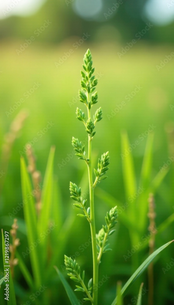 Marjoram plant growing in a field of tall grasses, fields, nature Marjoram plant growing in a field of tall grasses, fields, nature