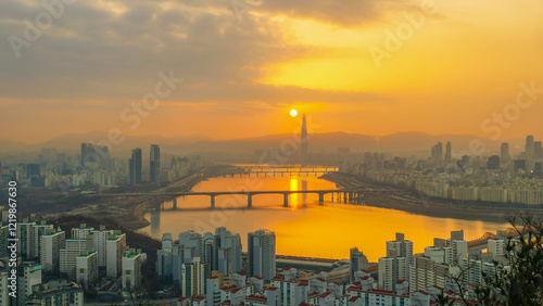 Sunrise of Seoul City South Korea