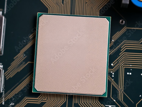 an image of a close up of a cpu on a motherboard. photo