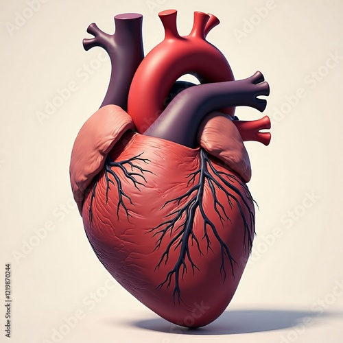Stylized heart with arteries and veins on a light background