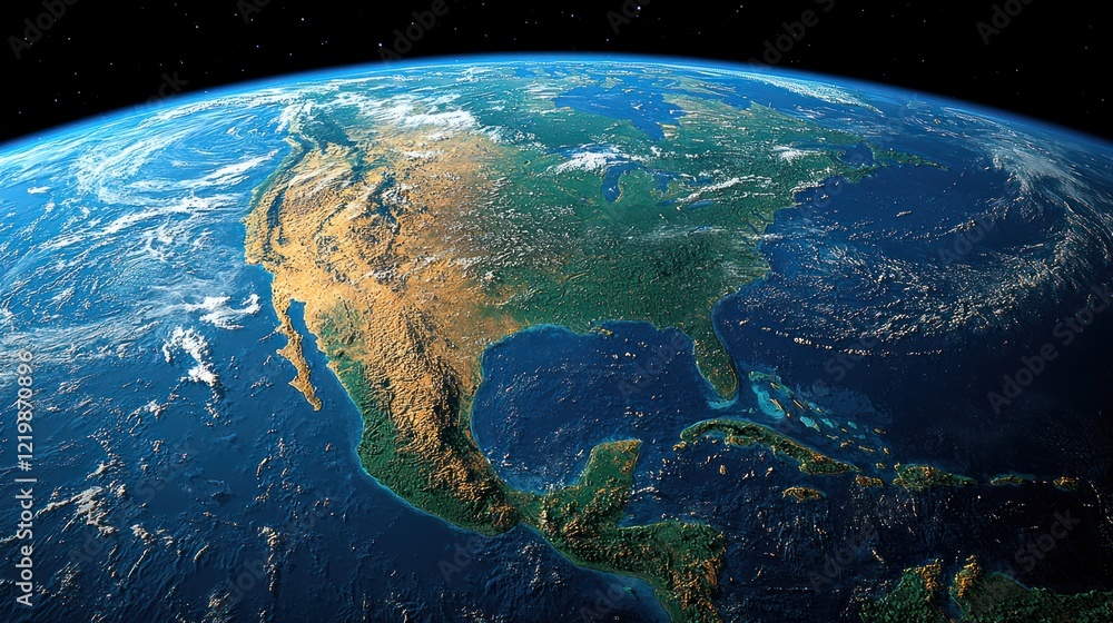 North America from Space: A Stunning View of Continents, Oceans, and Clouds North America from Space: A Stunning View of Continents, Oceans, and Clouds