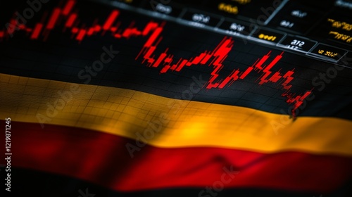 German Flag and Stock Market Chart Decline