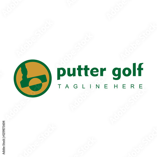 golf logo putter ball circle gold green concept design
