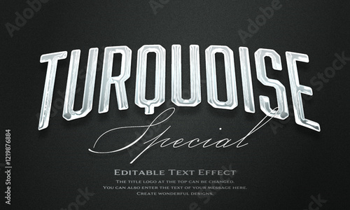 ”Special Turquoise” Editable title logo text style effect in silver glitter, sans serif typeface
