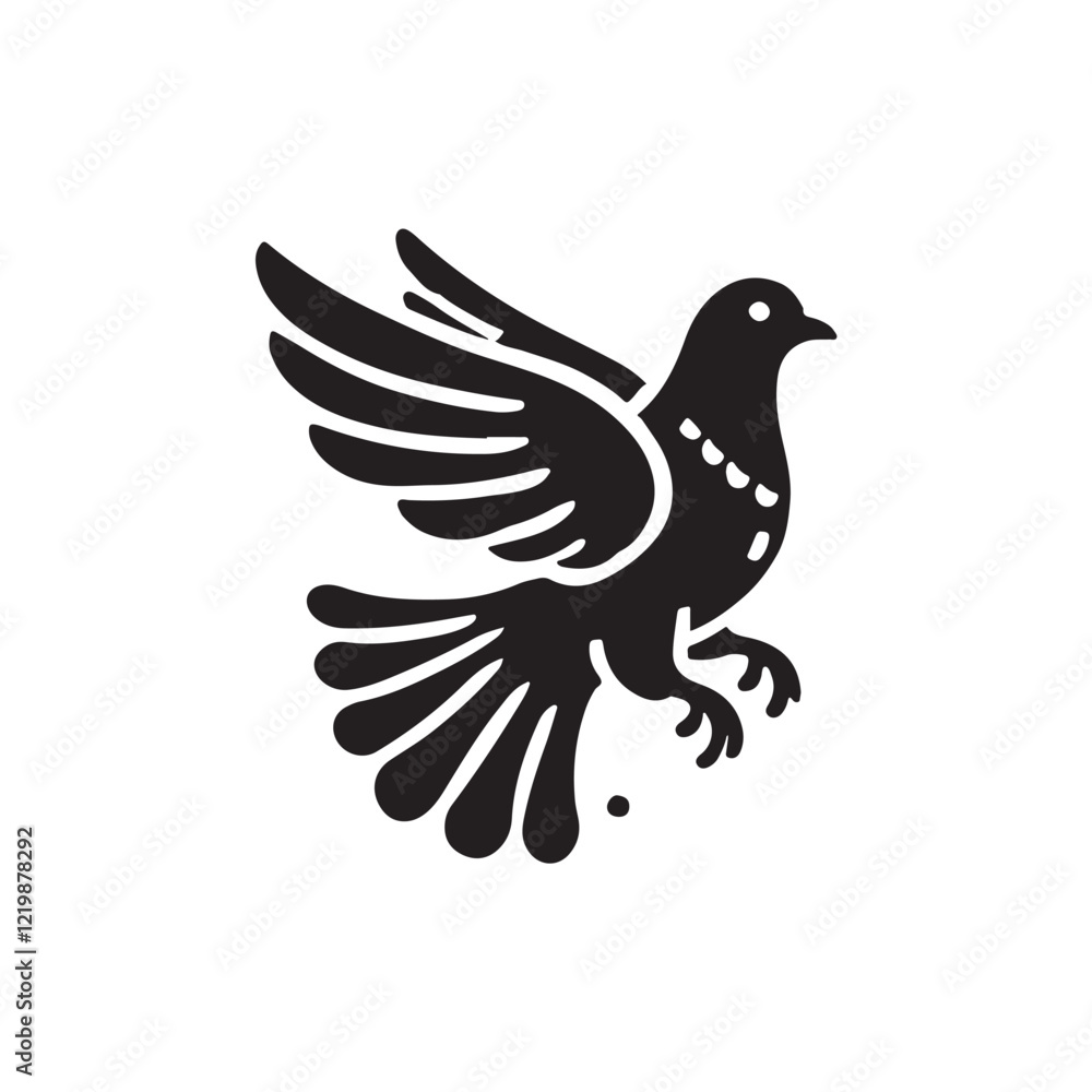 Obraz premium Black Color Pigeon silhouette design Vector Illustration, Solid White Background (4).eps