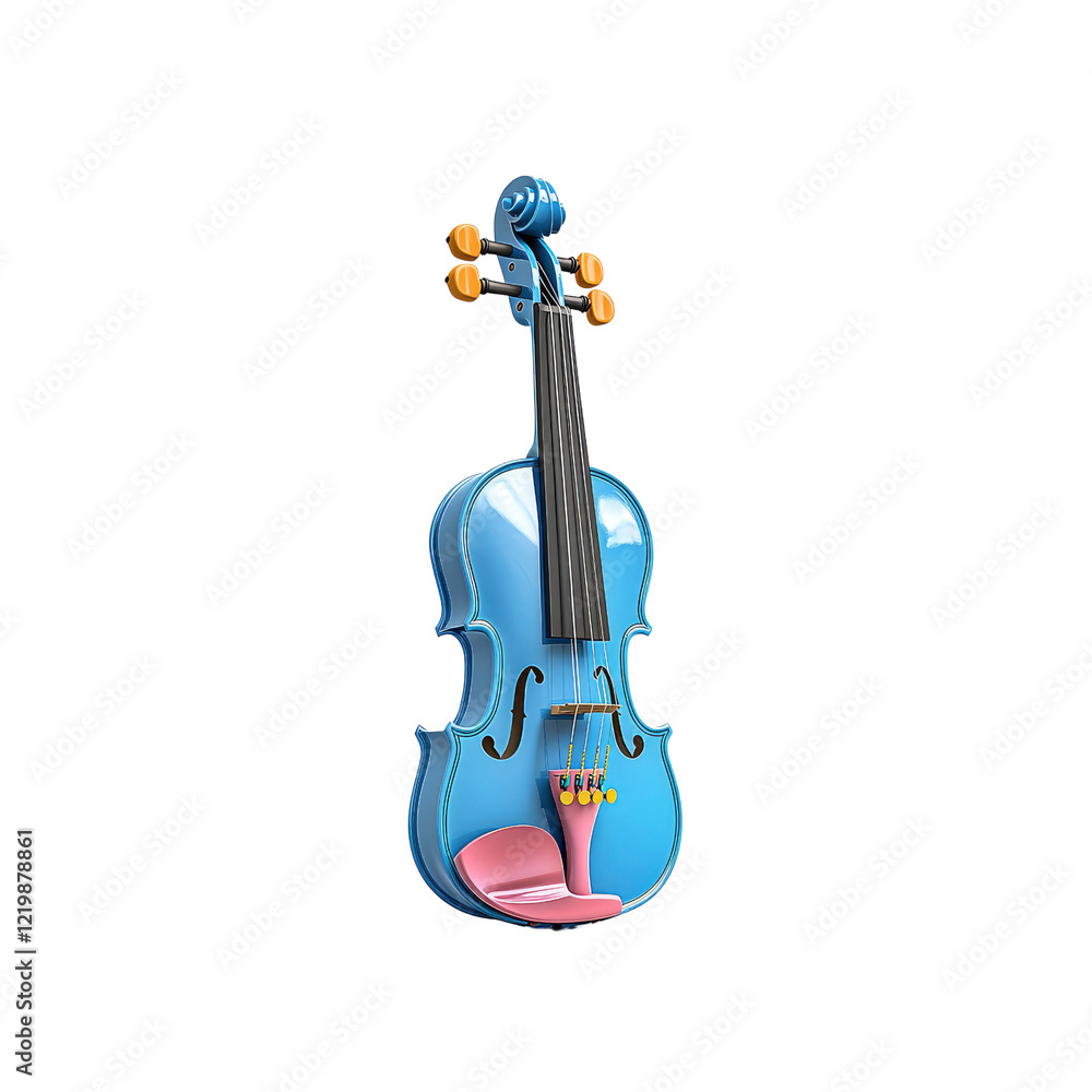 Naklejka premium Vibrant Blue Violin A 3D Render of a Stylish String Instrument