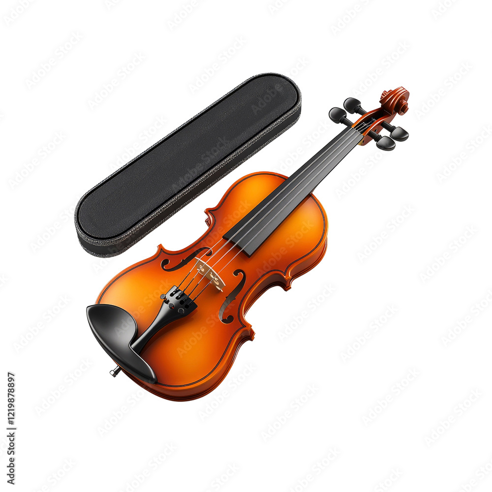 Fototapeta premium Polished Violin with Case Isolated on Transparent Background