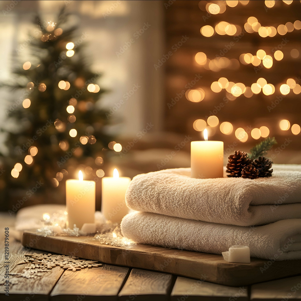 Create a serene and cozy background image suitable for a holidaythemed flyer for a massage therapy business The background should evoke a relaxing wintery atmosphere wi Create a serene and cozy background image suitable for a holidaythemed flyer for a massage therapy business The background should evoke a relaxing wintery atmosphere wi