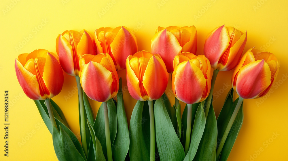 Naklejka premium チューリップ-黄色い背景