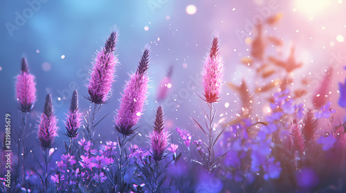 The purple flower liatris spicata or dense blazing star in the garden generated with ai. Blazing Meadow. Illustration photo