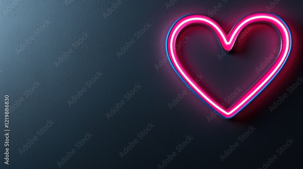 Illuminated neon heart display urban setting digital art nighttime creative concept Illuminated neon heart display urban setting digital art nighttime creative concept