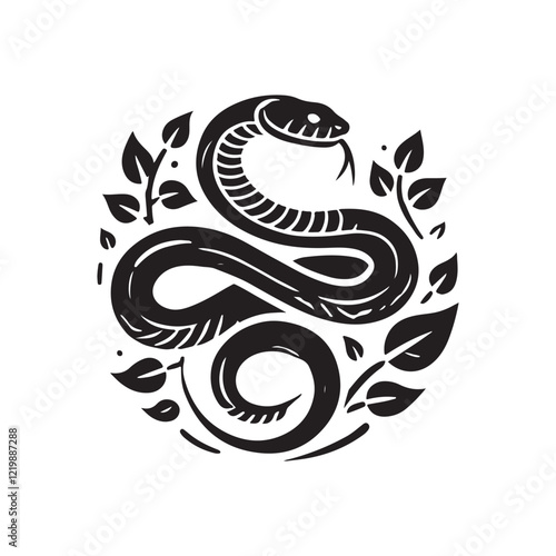 Black Color Snake silhouette design Vector Illustration, Solid White Background (9).eps