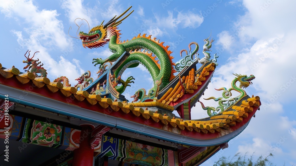 Fototapeta premium Chinese_dragon_photography_ancient_chinese_architectu