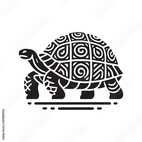 Black Color Tortoise silhouette design Vector Illustration, Solid White Background (4).eps