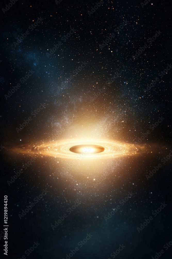 Fototapeta premium Bright Galaxy Core Surrounded by Stars and Nebulae