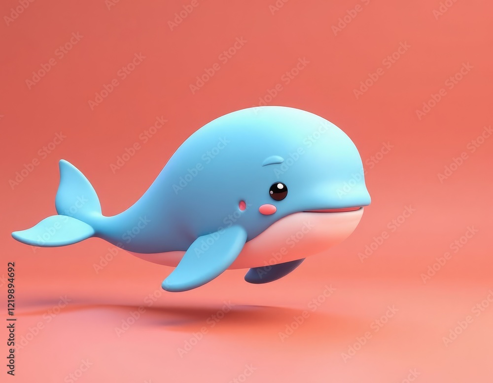 3D rendered blue whale on orange background 3D rendered blue whale on orange background