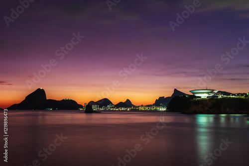 View of Rio de Janeiro at sunset from Niteroi - RJ, Brazil