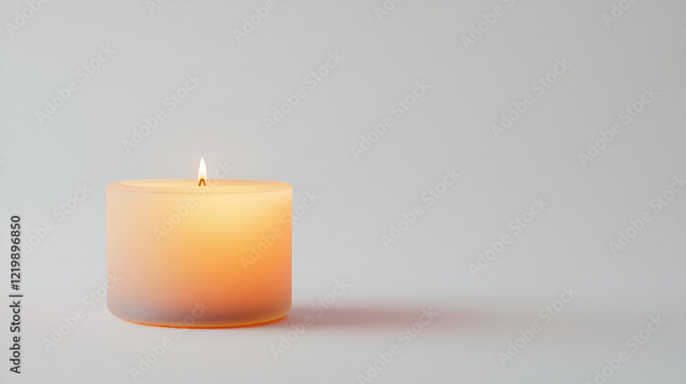 A single, lit candle sits on a plain white background. The warm glow of the flame provides a peaceful and serene atmosphere. A single, lit candle sits on a plain white background. The warm glow of the flame provides a peaceful and serene atmosphere.