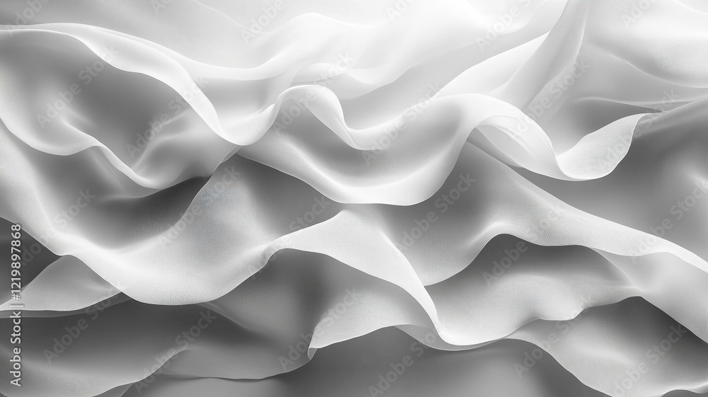Fototapeta premium A soft, light gray background featuring a subtle geometric pattern overlaid with a translucent white veil-like texture. 