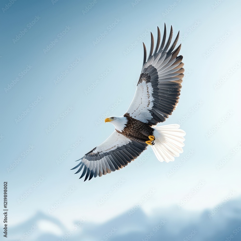Fototapeta premium Majestic Eagle Soaring Against a Serene Sky