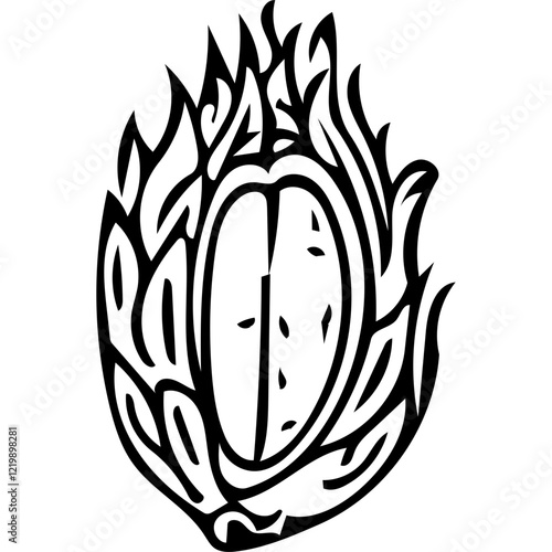 handrawn a sliced dragon fruit illustration its unique
